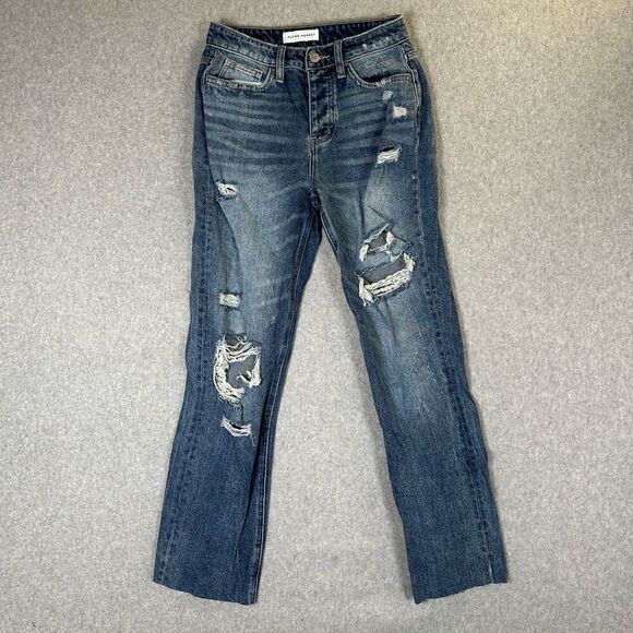 Flying Monkey mase super high rise slim straight jeans womens 24 distressed - Picture 1 of 8